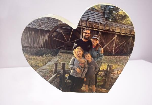 Heart-shaped family photo keepsake