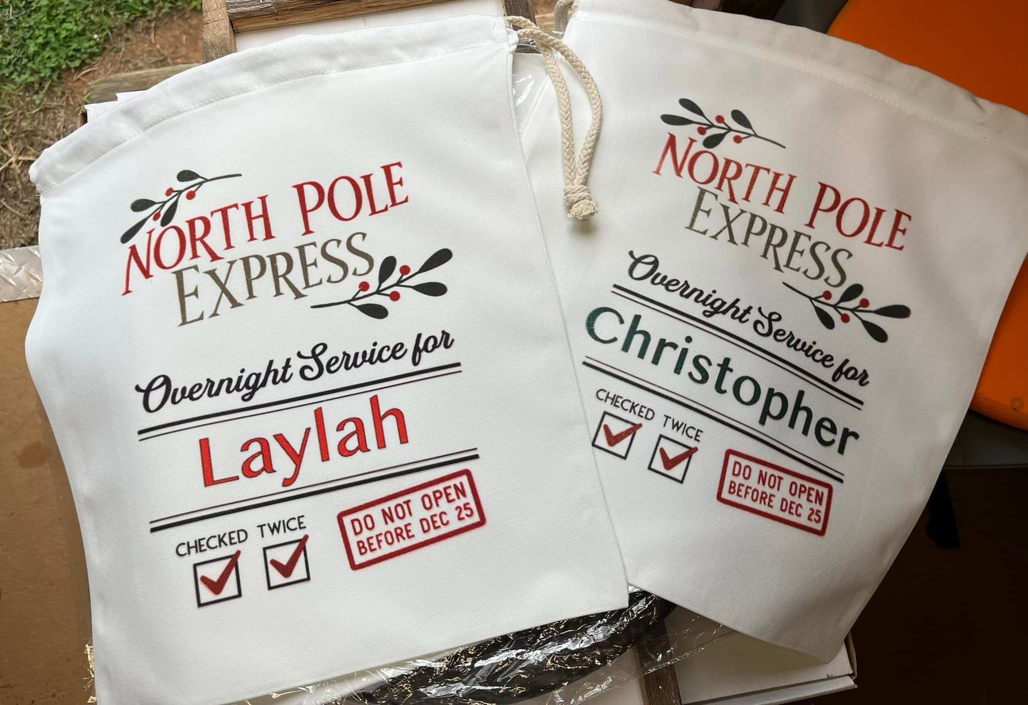 Personalized North Pole Express bags