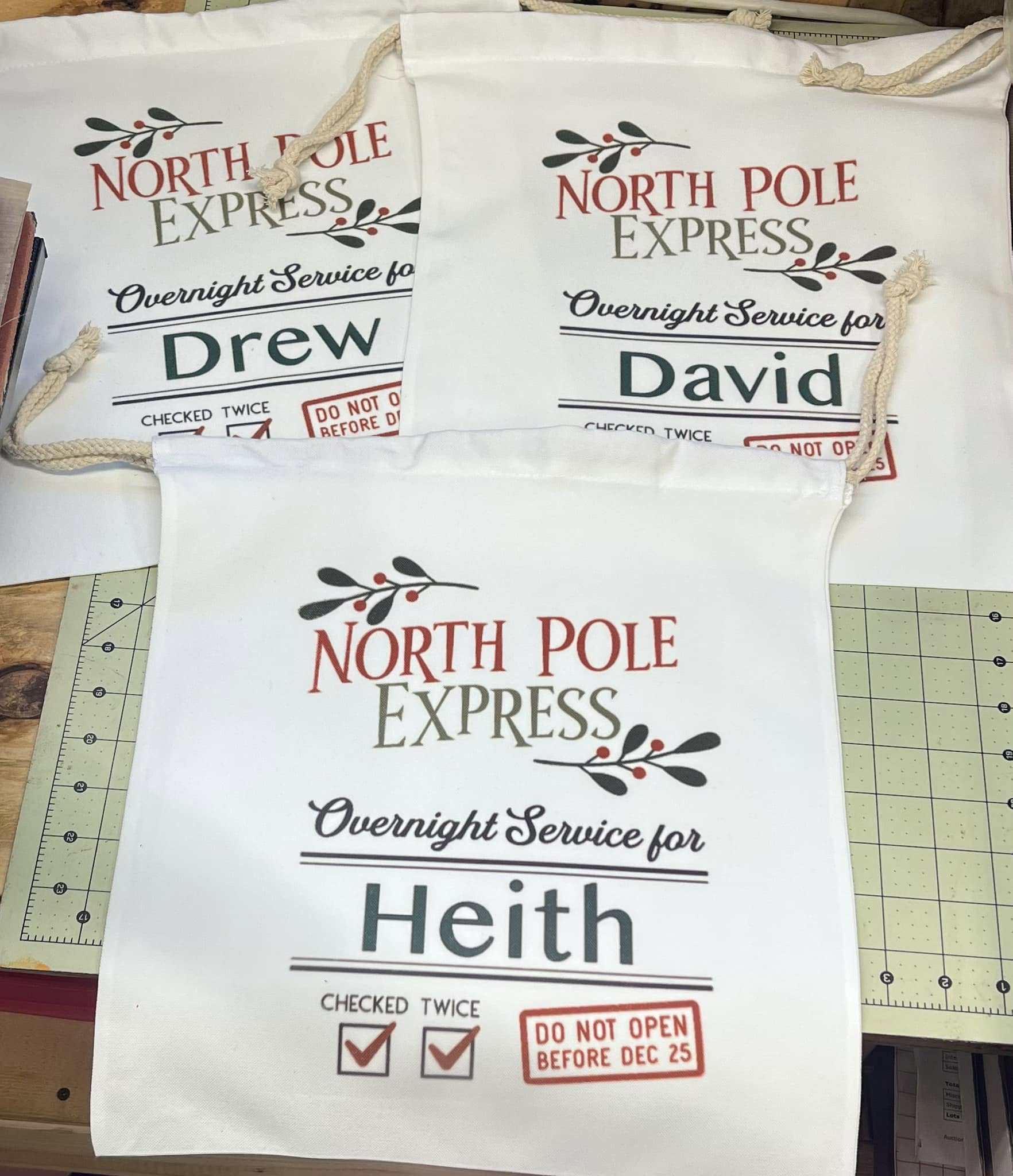 Personalized North Pole Express gift bags