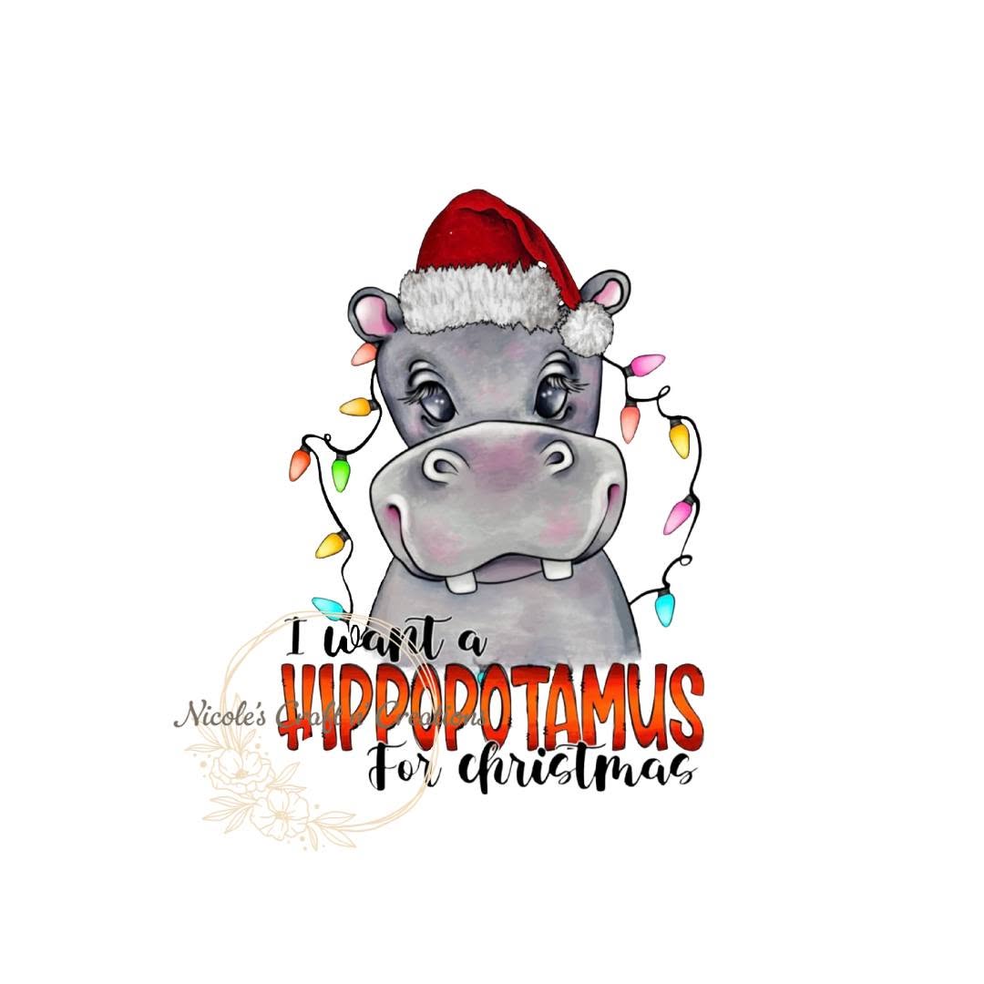 Hippopotamus for Christmas design