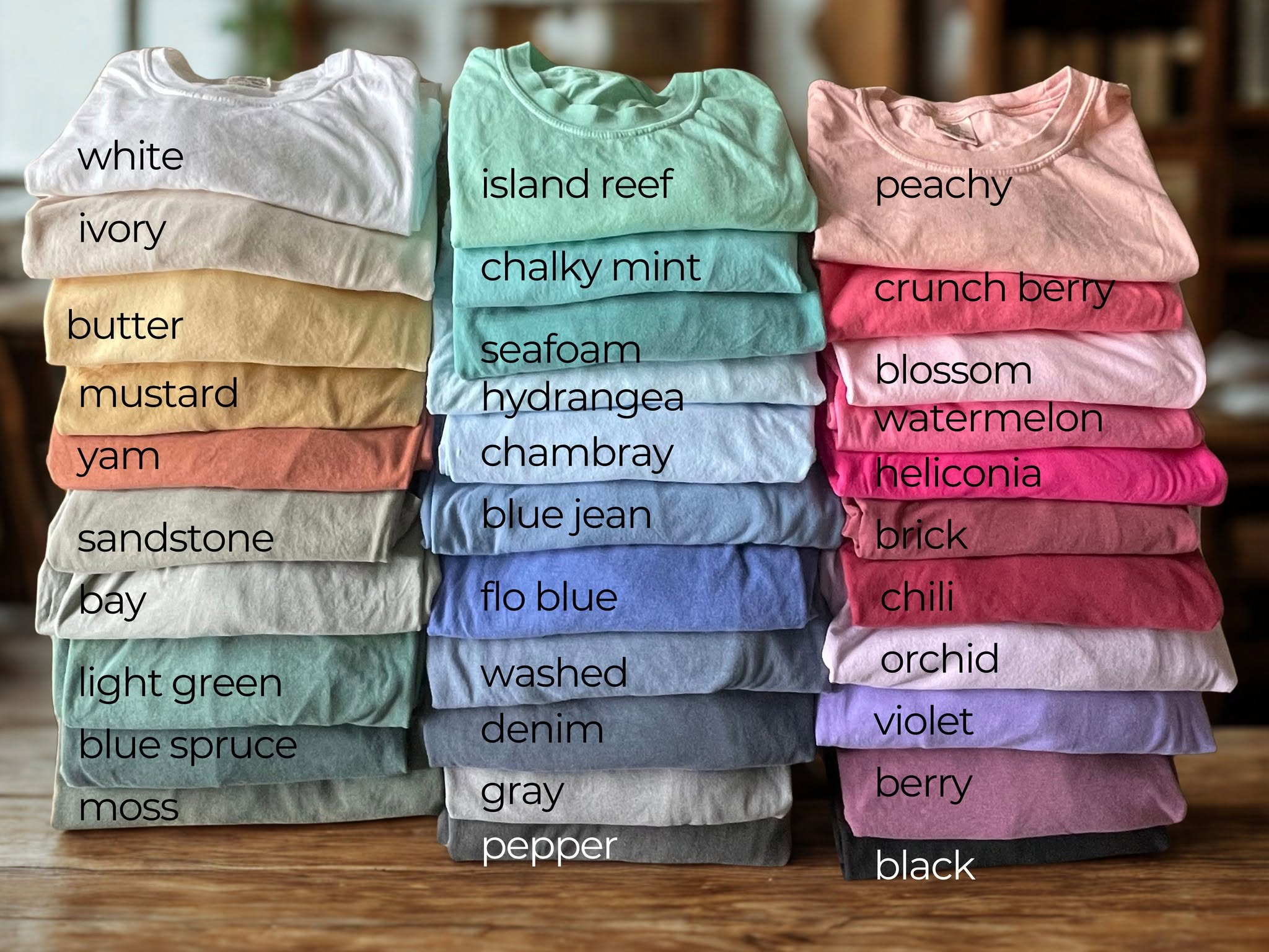 Comfort Colors T-shirt color choices
