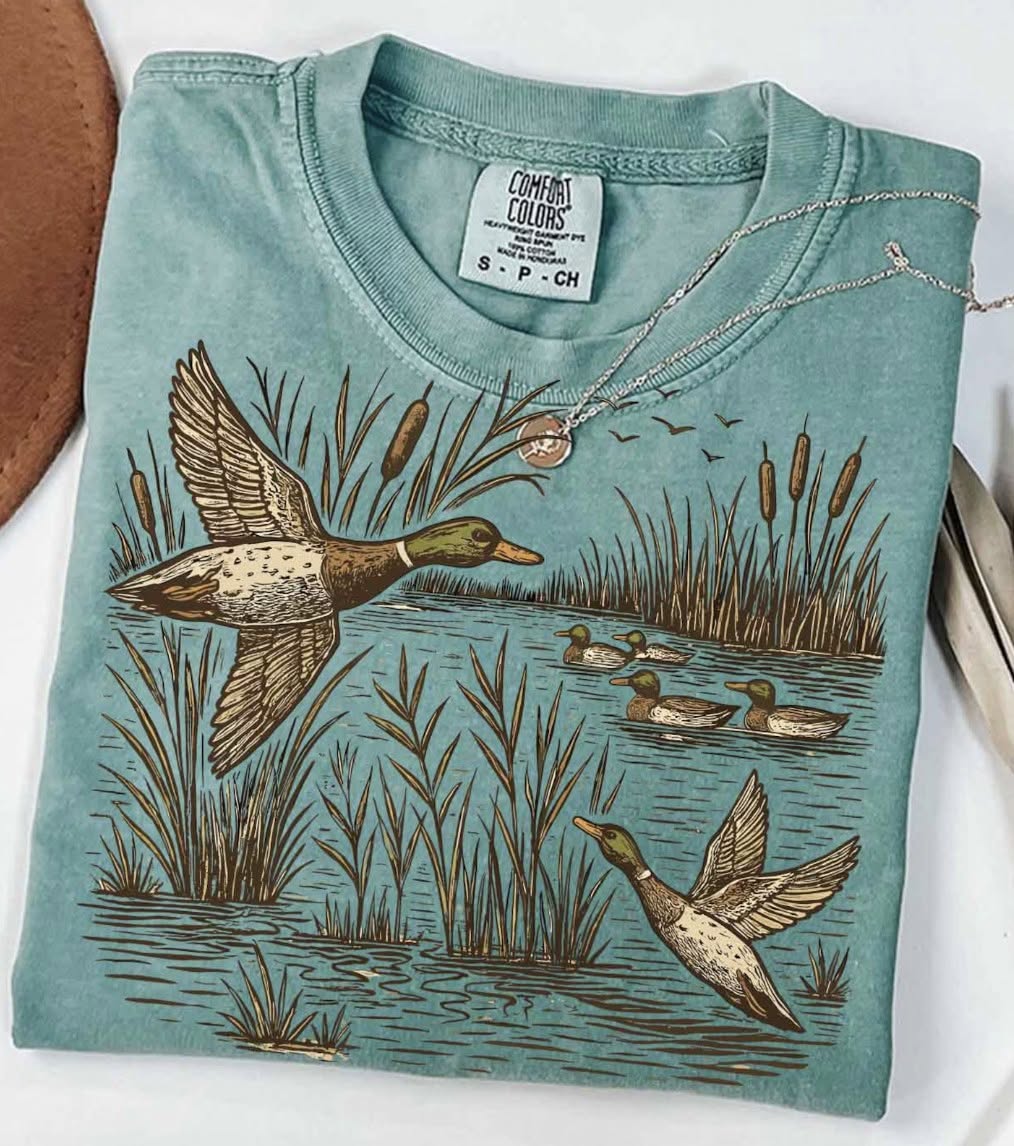 Vintage duck scene Comfort Colors shirt